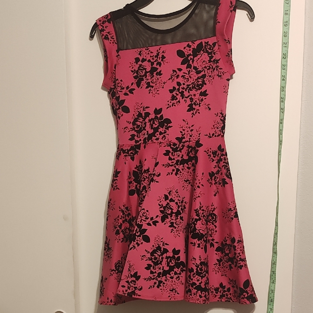 Floral Pink and Black Dress